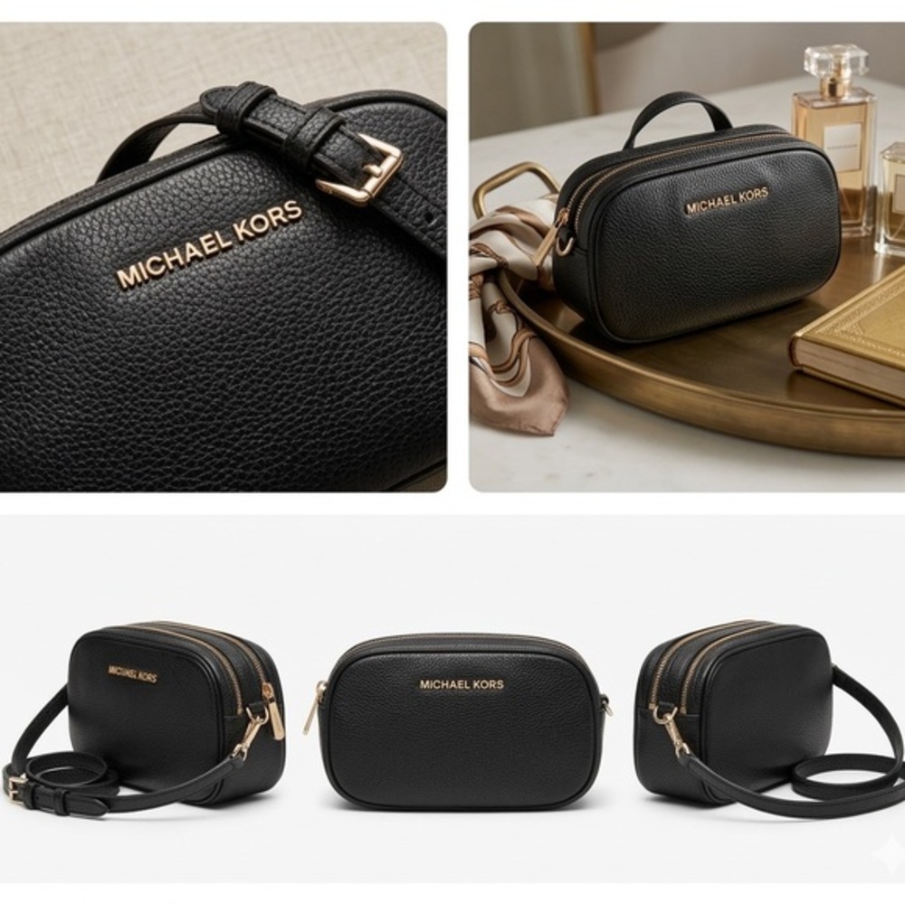 Michael Kors Black Pebbled‎ Leather Crossbody Bag